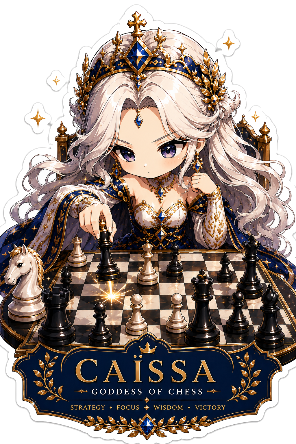 Caissa competing in chess