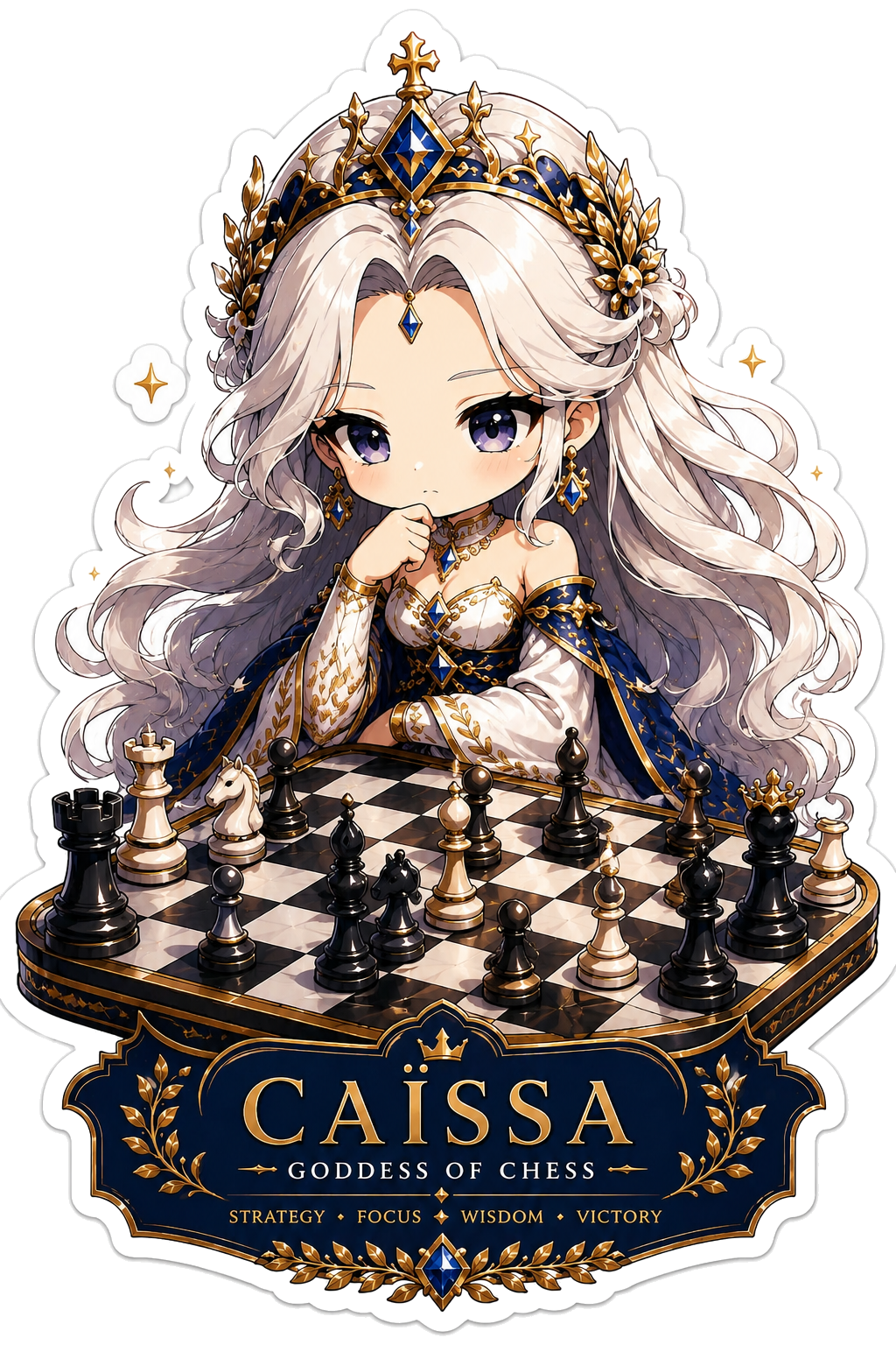 Caissa thinking through a chess strategy